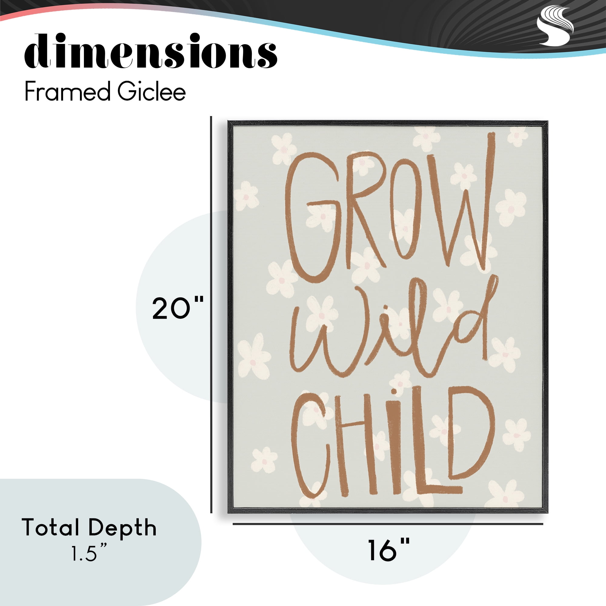 Grow Wild Child Flowers Black Framed Giclee Art, design by Katie Griggs