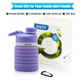 thumbnail image 3 of ONTA Collapsible Water Bottle - BPA Free Silicone Foldable Water Bottle for Travel Gym Camping Hiking, Portable Leak Proof Sports Water Bottle with Carabiner(Purple), 3 of 8