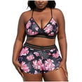 thumbnail image 2 of Aboser Plus Size Bikini Swimsuits for Women 2 Piece Bathing Suit Fashion Floral Printed Bikinis Straps Crisscross Back Swimwear, 2 of 8