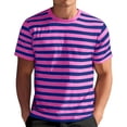 thumbnail image 1 of T-Shirt Décontracté à Rayures pour Hommes, Col Rond, Manches Courtes, Tissu Doux, Été, Décontracté et Décontracté, Violet, m, 1 of 4