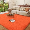 thumbnail image 6 of 9x12ft Large Fluffy Area Rugs for Bedroom,Independence Day Father's Day Gifts Decora Orange Soft Carpet Shag Kids Rug with Non-Slip Stickers Rug Pads Living Room Bedroom, 6 of 12