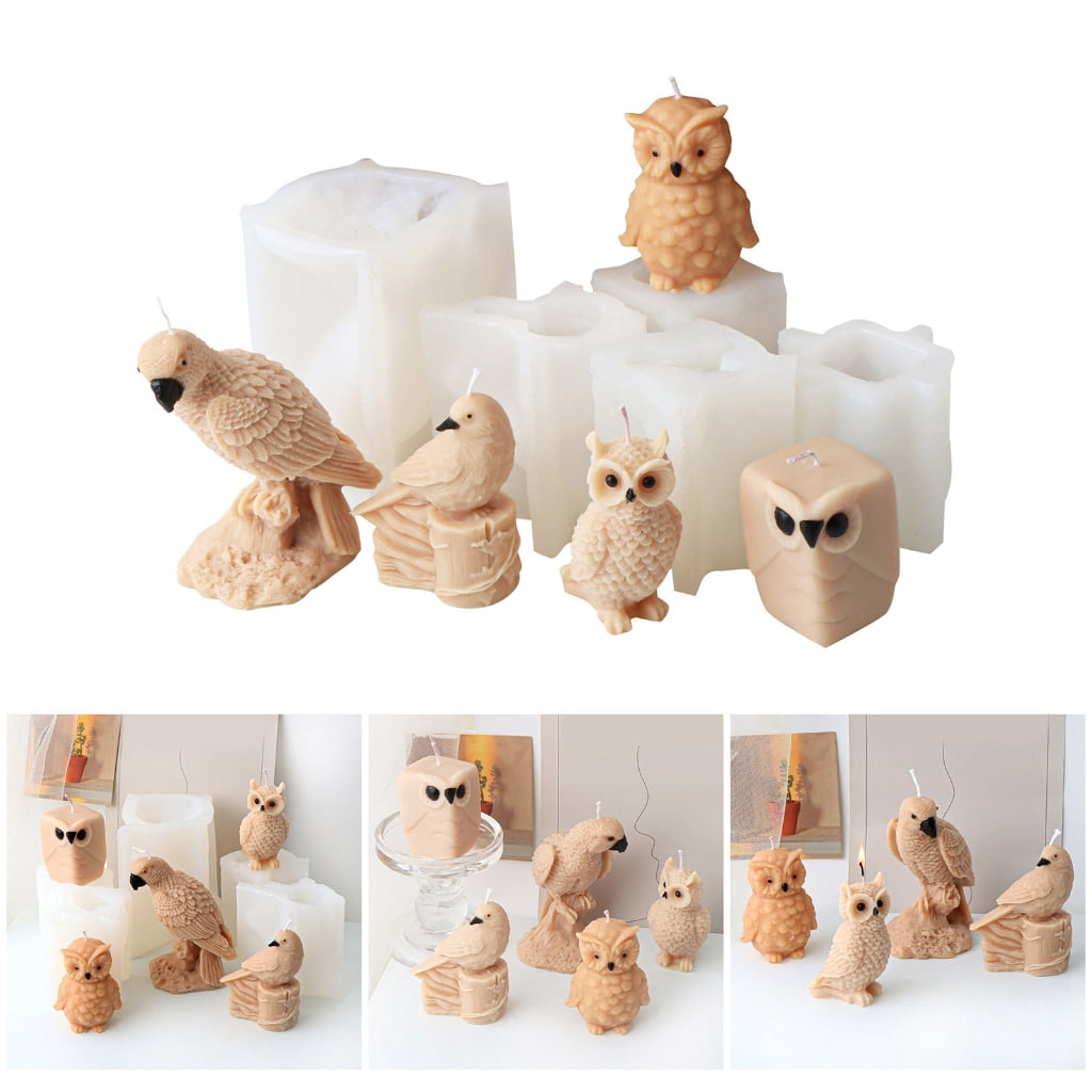 Geemin Standing Owl Silicone Mould Parrot Candle Molds Plaster Molds Ornament Molds