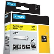 Dymo Vinyl Labels 3/4"x18ft Black/Yellow 18433