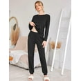 thumbnail image 2 of Ekouaer Womens Two Pack Sleep Set Long Sleeve Shirt and Jogger Bottoms Lounge Wear Nightwear with Pockets, 2 of 4