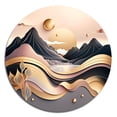 thumbnail image 3 of Designart "Metallic Beach View Gold III" Minimalism Landscape Metal Round Wall Art, 3 of 5