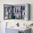 thumbnail image 4 of 36 X 28 Inch LED Lighted Bathroom Medicine Cabinet with Mirror, Wall Mount Bathroom Mirror Cabinet with Dimmable, Defogger, Memory Function, 3 Solid Wood Shelves, Ample Storage Space, Lavender, 4 of 11