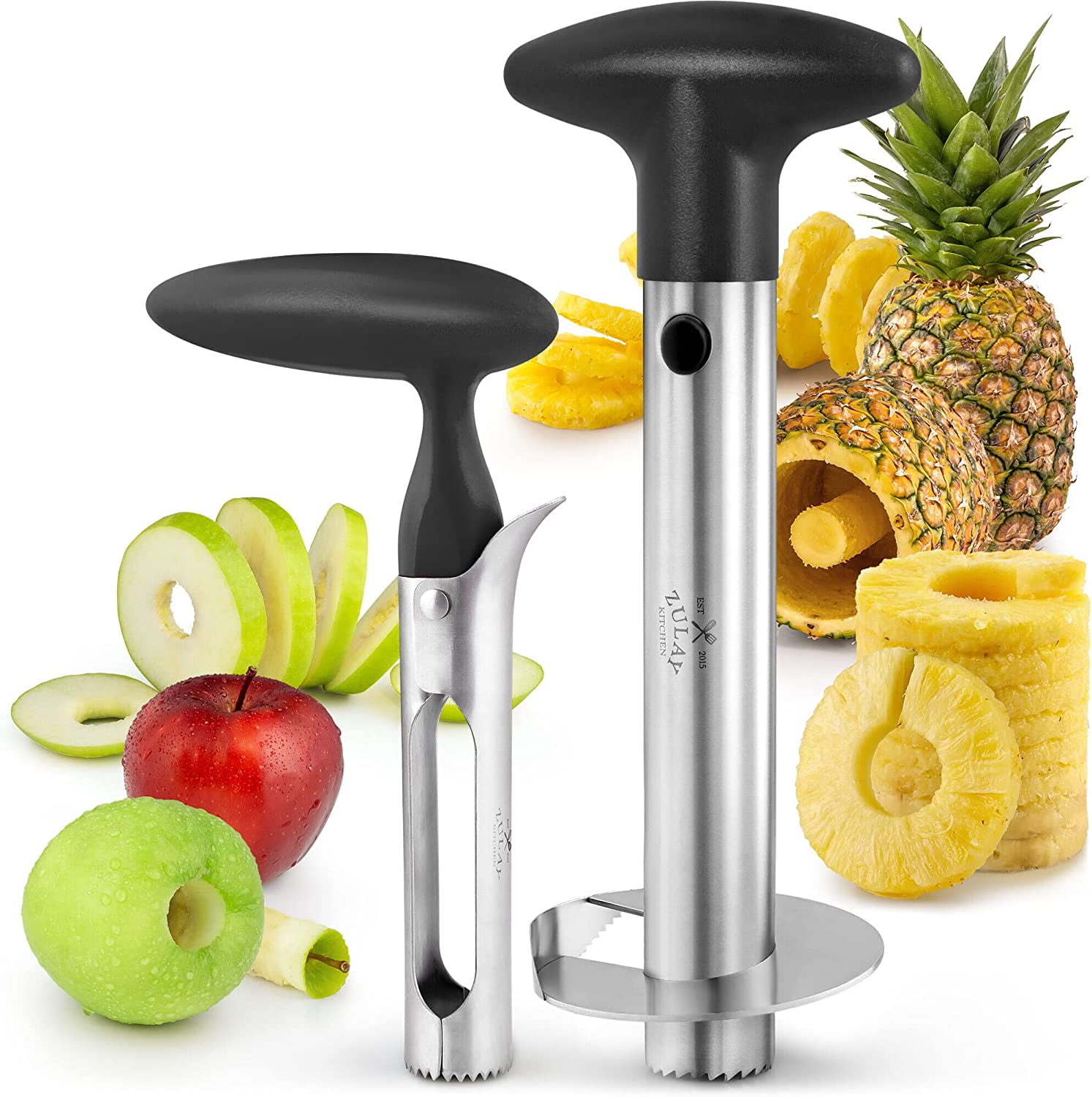 Zulay Kitchen Pineapple and Apple Corer Combo Stainless Steel