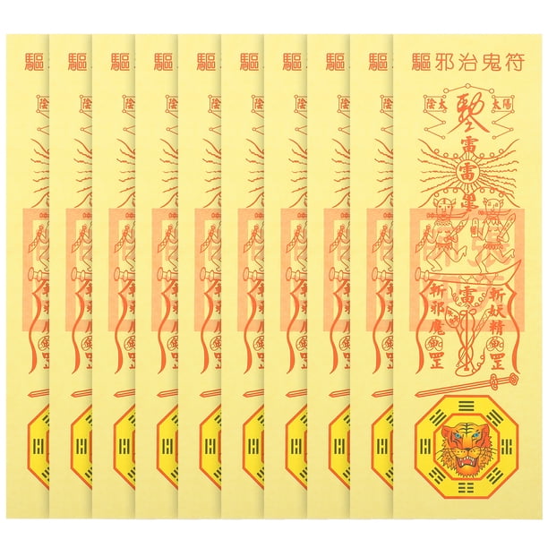 KAKOWELY 10 hojas de papel Fulu chino para fiestas, accesorio de broma, novedoso, de sacerdote taoísta