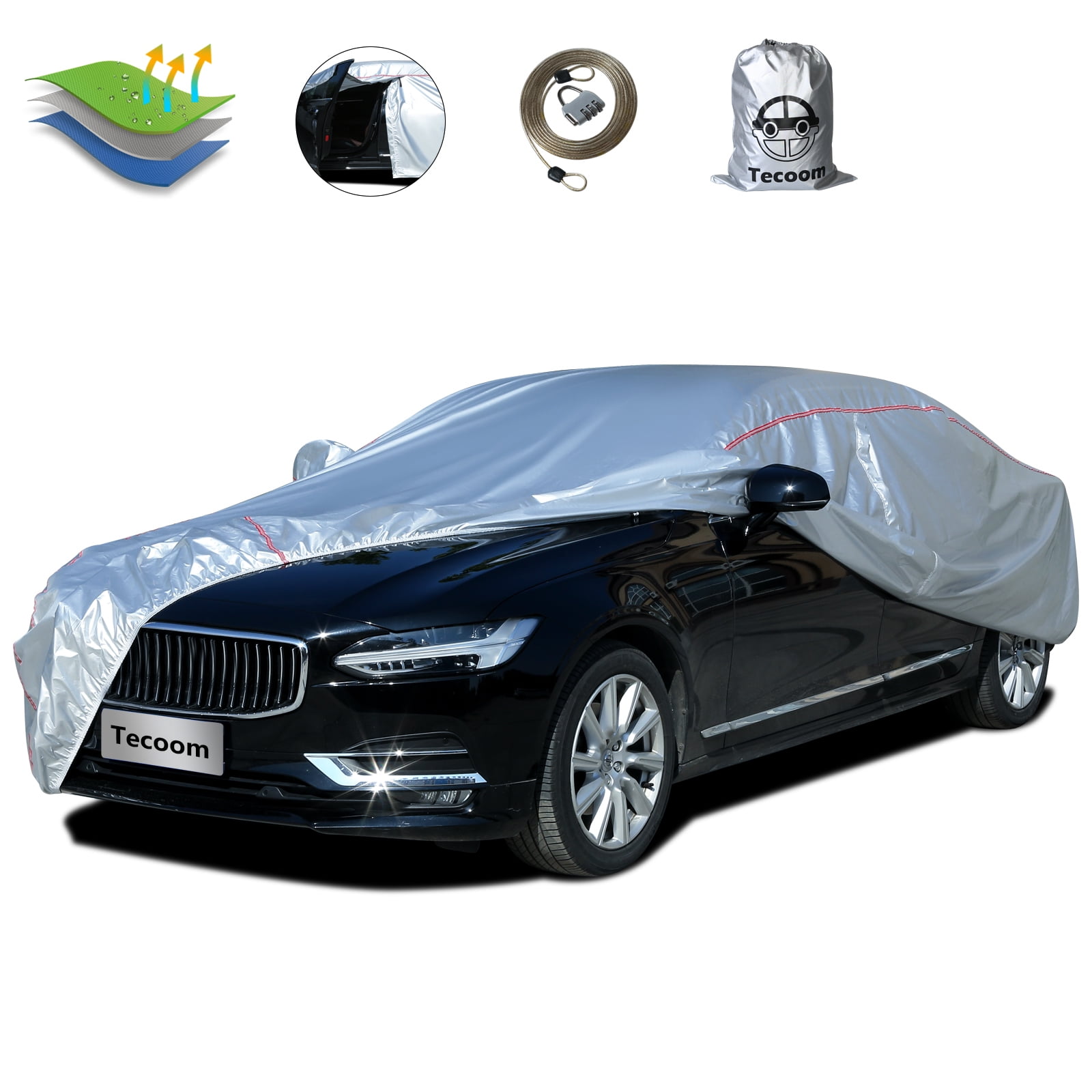 Tecoom HD Super Breathable Waterproof Windproof Snow Sun Rain UV Protective Outdoor All Weather SUV Cover Fit 196-210 inches SUV 