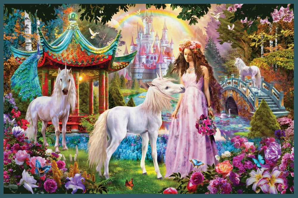 Princess with Unicorns Poster Print by Jan Patrick (18 x 9) Walmart