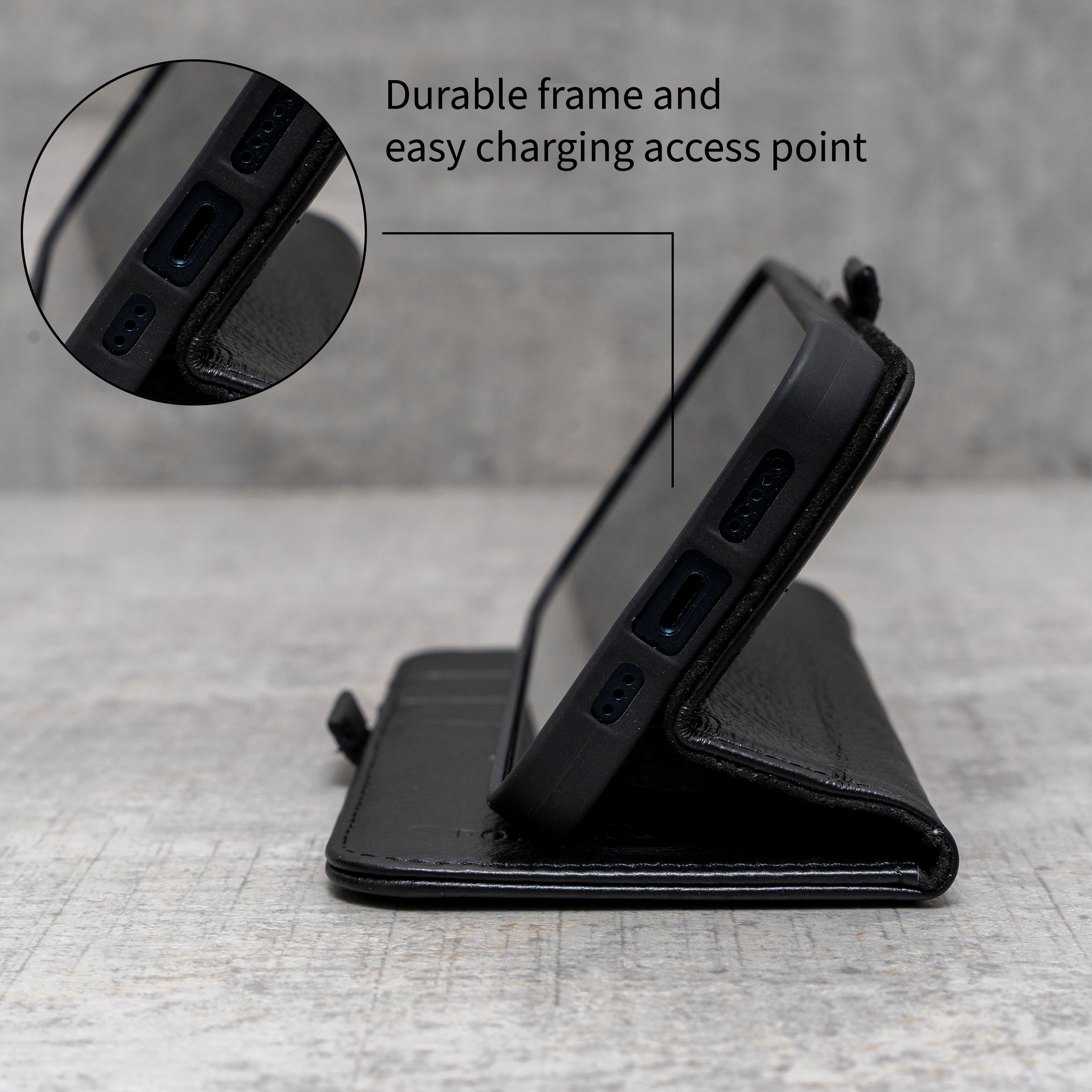 PORTER RILEY - Leather Case for iPhone 16 Pro. Premium Genuine Leather Stand/Cover/Wallet/Flip Case