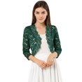 thumbnail image 1 of Cárdigan Allegra K Toreras Top De Encaje Floral Transparente Manga 3/4 Elegante PaMujer Verde oscuro XL, 1 of 6