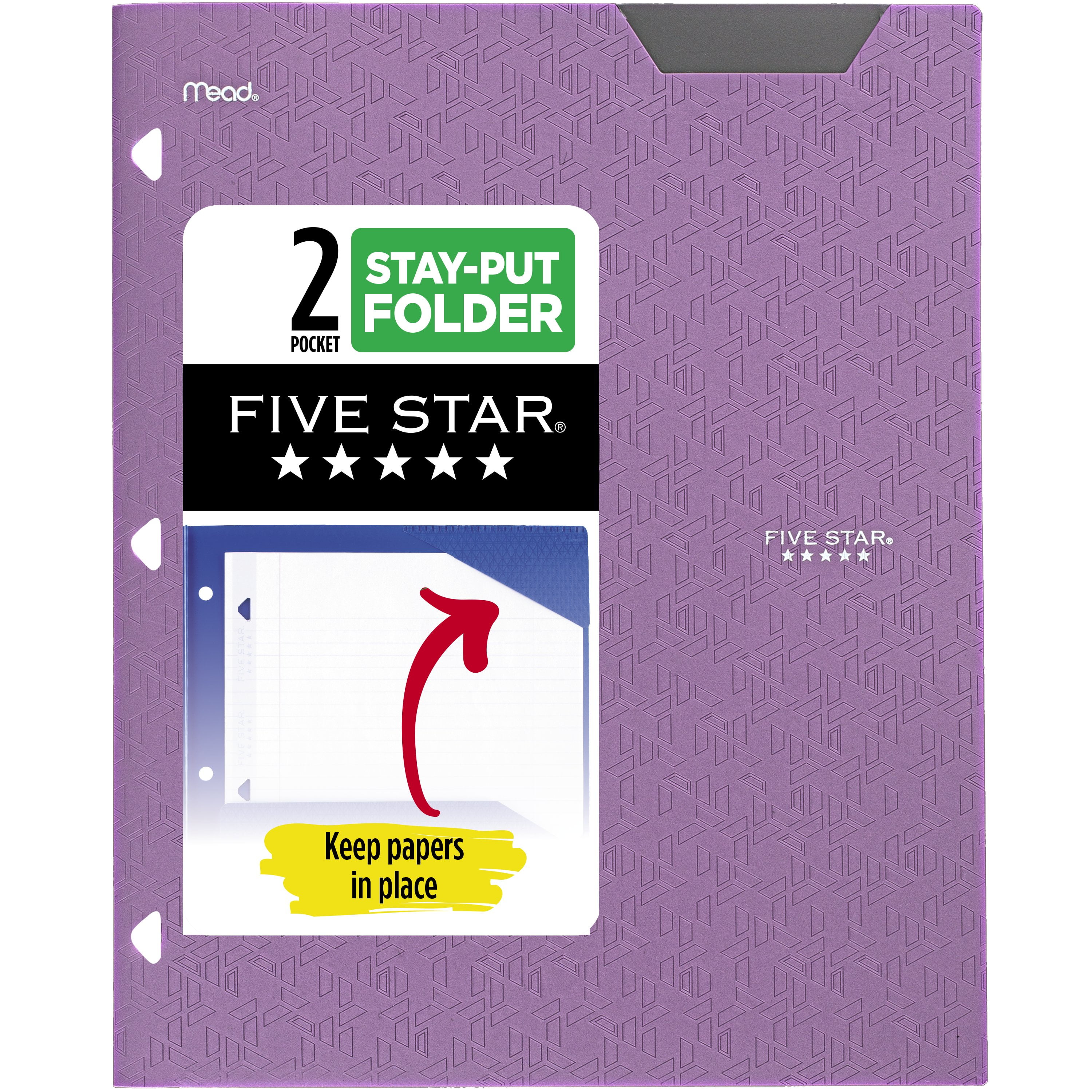 (4 pack) Five Star 2-Pocket Stay-Put Plastic Folder, Amethyst Purple