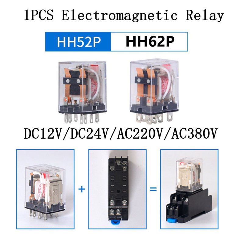 HH62P Electronic Electromagnetic Relay 10A 8 Pin Coil DPDT DC12V 24V AC110V  220V