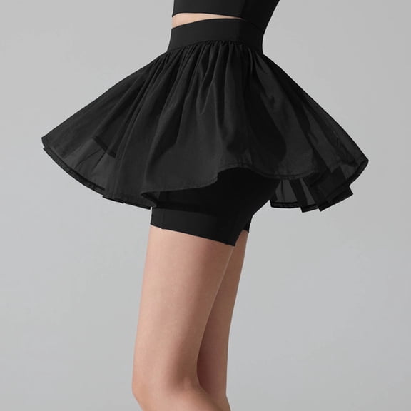 Mifsaly A Line Skater Skirt for Women with Shorts Athletic Workout Skort Flaring High Waist Tennis Golf Mini Skirt Versatile Comfortable Activewear L