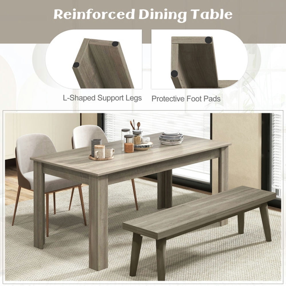 Spaco 63 Inch Rectangular Modern Dining Kitchen Table-Light Gray,