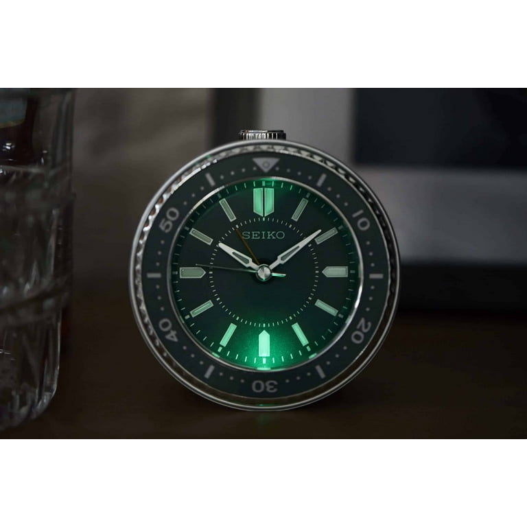 Seiko, Alarm Clock, QHE184MLH, Metallic Green Analog with Light