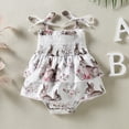 thumbnail image 3 of Douhoow Easter Baby Girl Romper Infant Flower Printed Sleeveless Buttons One Piece Jumpsuit, 3 of 8