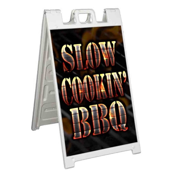 Slow Cookin' BBQ (24" X 36") Standard A-Frame Signicade, Includes Decal Applied To Stand