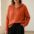 thumbnail image 6 of Perfectbot Womens Lightweight Waffle Knit Hoodie Pullover V Neck Long Sleeve Fall Casual Sweatshirt, 6 of 6