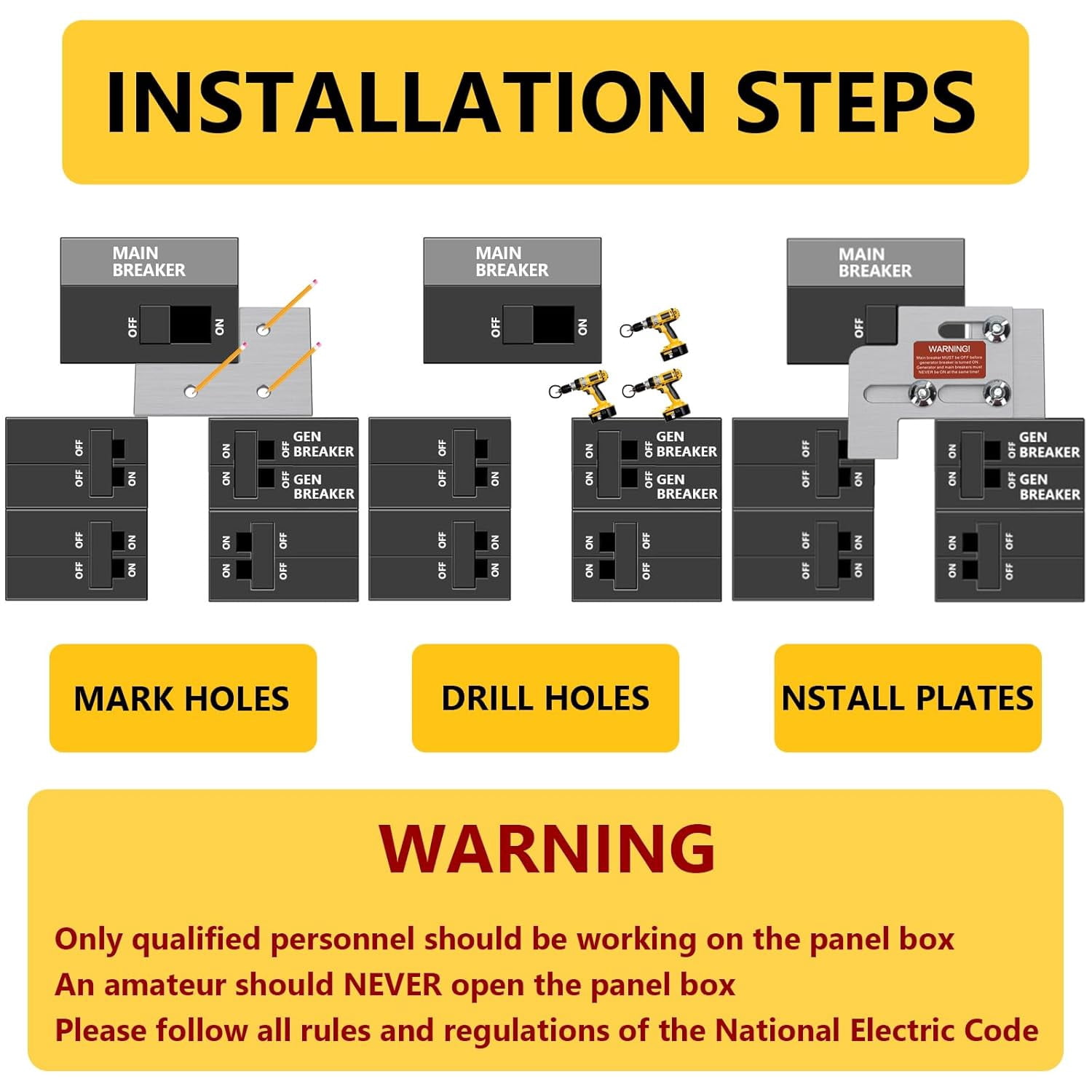 Generator Interlock Kit Compatibles with Square D QO & Homeline Indoor or Outdoor 100 or 125 amp Panels,3/4 Inch Spacing Between Main and Branch Breaker