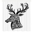 thumbnail image 2 of Ambesonne Antlers Shower Curtain, Deer Animal Tattoo, 69"Wx84"L, Black White, 2 of 4