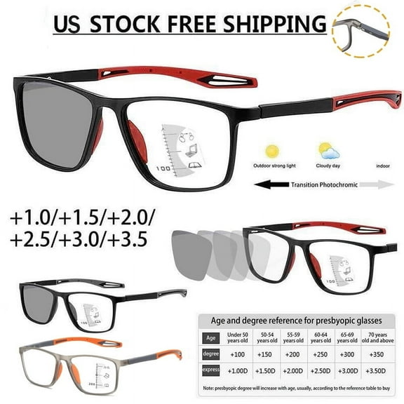 MAINYU Progressive Multifocus Reading Glasses Blue Light Blocking Computer Readers for Women Men Rectangular Sports Eyewear Lightweight Magnification Presbyopia Eyeglasses