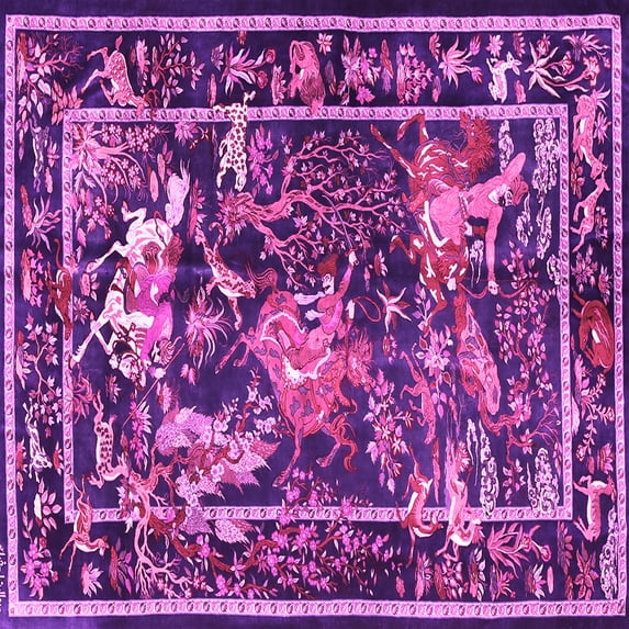 Ahgly Company Indoor Square Persian Pink Traditional Area Rugs, 4' Square