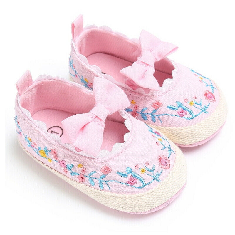 Infant Baby Baby Girl Shoes Embroidery Soft Crib Anti-Slip Floral Single Sneaker