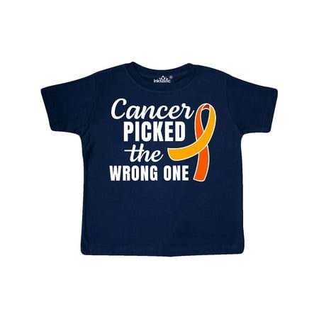 

Inktastic Leukemia Awareness Cancer Picked the Wrong One Orange Ribbon Gift Toddler Boy or Toddler Girl T-Shirt