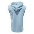 thumbnail image 3 of Sakmal Tank Tops for Men Blue Hooded Blue Drawstring with Pockets Solid Camisole Men Sleeveless T Shirts, 3 of 7