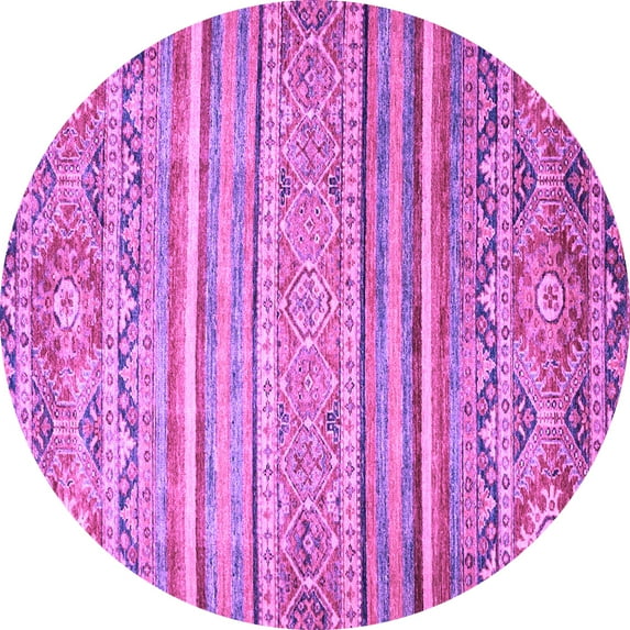 Ahgly Company Indoor Round Abstract Purple Modern Area Rugs, 8' Round