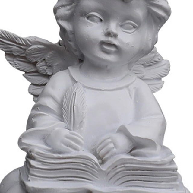 Baohd Graceful Resin Girl Angel Figurine Statue Decorative Desktop Accent Writing Kneeling 1Set