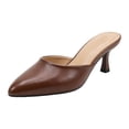 thumbnail image 7 of Women's Kitten Heeled Mules Pointed Toe Wedding Slip on Shoes Bride Stilettos Pumps Heeled Dressy Sexy Fashion Pumps Brown Size 6.5, 7 of 7