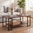thumbnail image 5 of Giantex 2 Tier Coffee Table, Living Room Center Table w/Metal Frame, Accent Table, Rustic Brown, 5 of 9