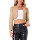 thumbnail image 4 of CHAQUETA CROP DE CUERO PU INSPIRADA EN CHIC PARA MUJERES, MANGA LARGA, FRONTAL ABIERTO, TALLA L, CAQUI, 4 of 5