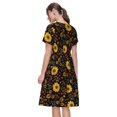thumbnail image 2 of Bixox Robe d'Été à Manches Courtes pour Femmes Robe Ample Longueur Genou avec Poches-Tournesols Feuilles, 2 of 7