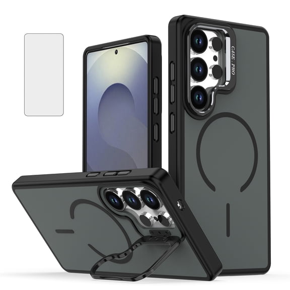 Allytechgroup Magnetic Case for Samsung Galaxy S26 Ultra with Screen Protection, Built-in Kickstand Support Wireless Charging Slim Fit Rugged Shockproof for Samsung Galaxy S26 Ultra, Black