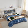 thumbnail image 3 of Erosebridal Lake Boating Rowing Oar Comforter Set Twin Size Log Cabin Style Wooden Board Bedding Set Ocean Nautical Comforter Coastal Sea Adventure Quilt Set, 3 of 6