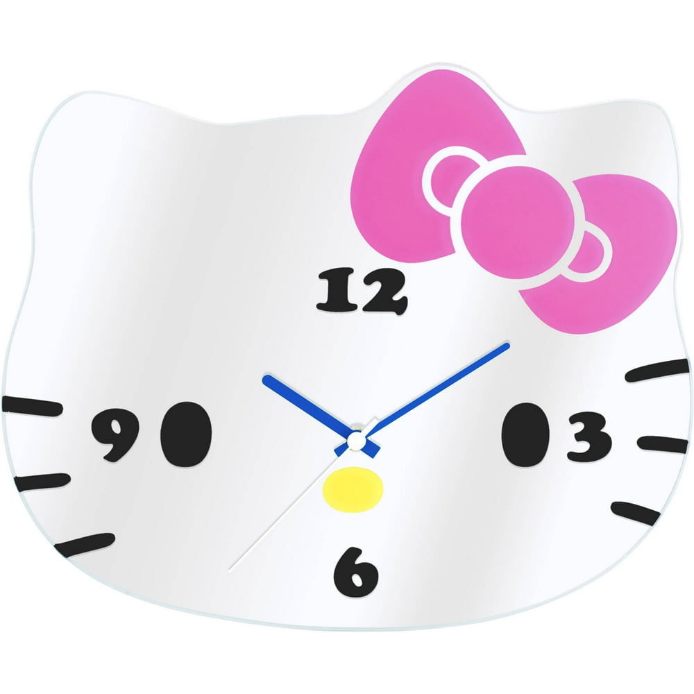 Hello Kitty Quartz Analog Mirror Custom Shape Wall Clock
