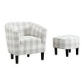 thumbnail image 4 of Take a Seat Churchill Accent Chair with Ottoman in Gray and White Plaid Fabric, 4 of 7