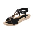 thumbnail image 3 of IWRICH Womens Low Wedge Sandals Arch Support Summer Beach Shoes Comfort Walking Bohemian Footwear Black 7, 3 of 6