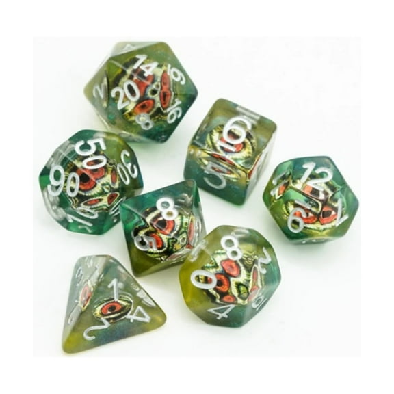 Foam Brain Games Poly Set - Reptilian Eye w/Silver (7) New