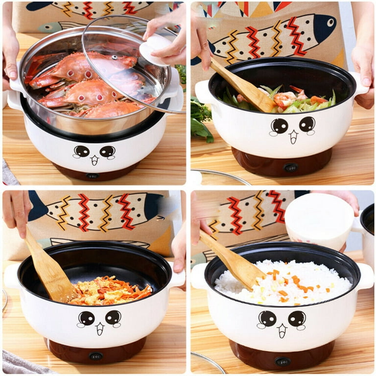 110V 220V Foldable Electric Cooking Pot 2L Multifunctional Electric Pan  Hotpot Rice Cooker Non-stick Electric Skillet for Travel