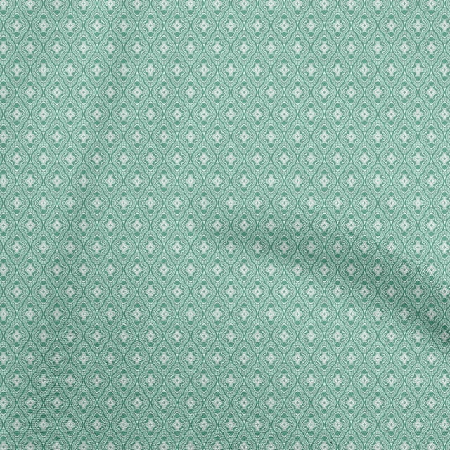 oneOone Rayon Sea Green Fabric Asian Block Tile Craft Projects Decor Fabric Printed By The Yard 56 Inch Wide