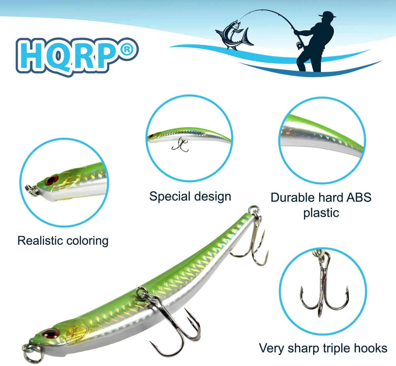 HQRP 4.5" Fishing Lure Set 0.4oz Salt-Water Fish Bait Floating Top Water Tackle 