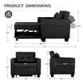 thumbnail image 4 of Accent Chairs Armchairs Arm Lounge Chair into Sofa Bed Faux Leather with USB, Storage Space for Living Room Bedroom, Black, 4 of 9