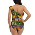 thumbnail image 5 of Gaeub Fall Village Scenery Women's One Shoulder Ruffle Tummy Control Swimwear for Swimming Surfing Beach Party - XX-Large, 5 of 8