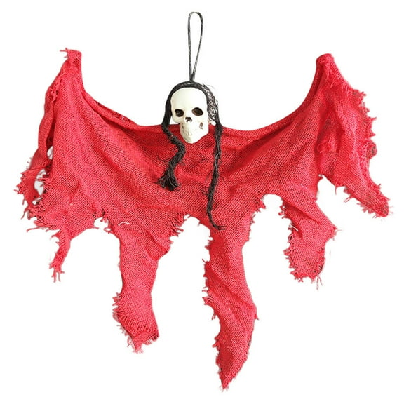 Halloween Outdoor Decorations Hanging Ghost Decorations, 13.8 x 11.8inch Hanging Grim Reapers Skeleton with Hair for Halloween Indoor Outdoor Decor Supplies