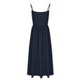 thumbnail image 4 of Women Spaghetti Strap Midi Dress Solid Color Flowy Casual Midi Dresses Homecoming Long Dress for Teens Dark Blue XL, 4 of 5